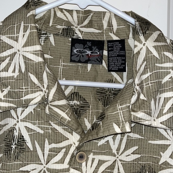 OP Sport Men’s Tan & Cream Tropical Print Short Sleeve Button Down Shirt M - Picture 3 of 7